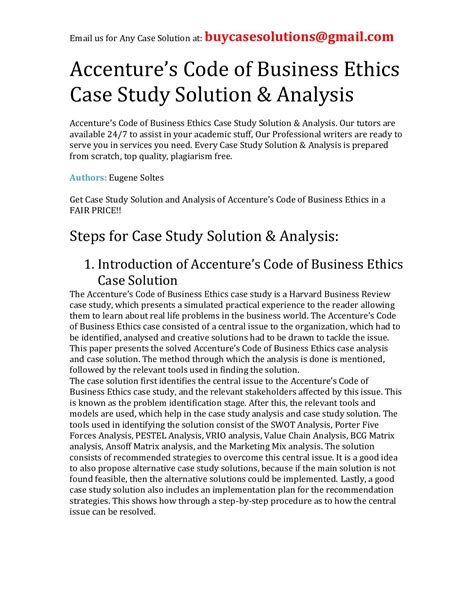 Calaméo Accenture s Code Of Business Ethics Case Study Solution Analysis