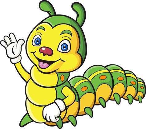 Premium Vector Cartoon Happy Caterpillar On White Background