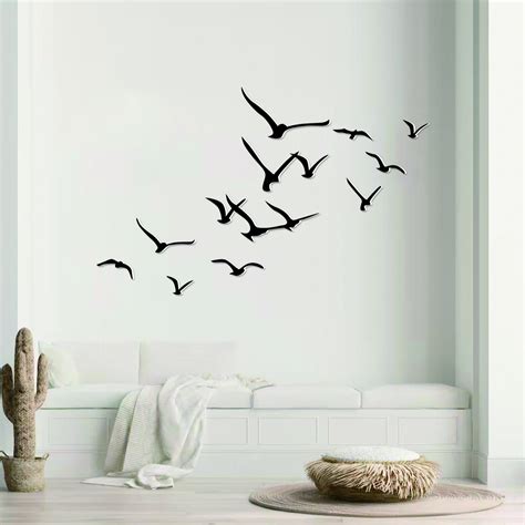 Metal Flock Of Birds Wall Art Steel Birds Wall Decor Unique Home