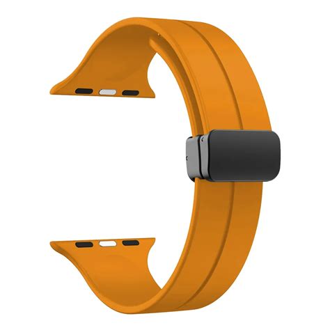 Orange Rubber Apple Watch Strap Adjustable Magnetic Clasp