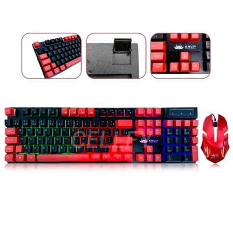 Kit Teclado e Mouse Gamer Semi Mecânico Silencioso RGB Prova D Água