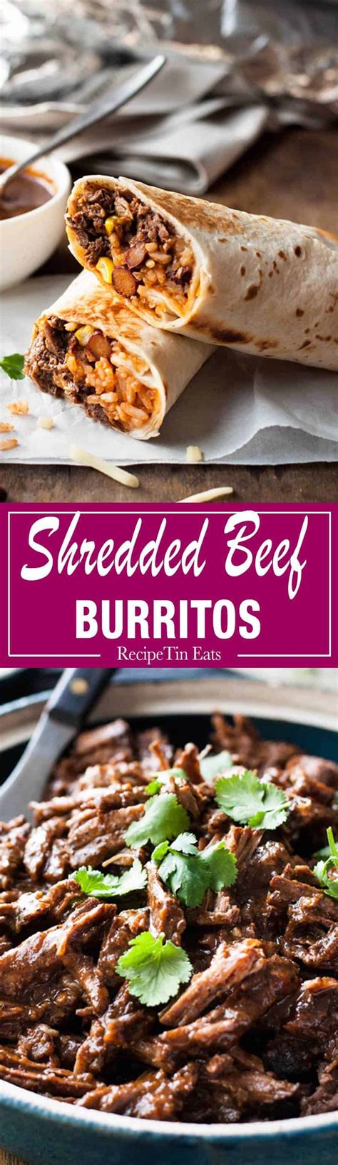 Shredded Mexican Beef Burritos (Freezer Friendly) | RecipeTin Eats