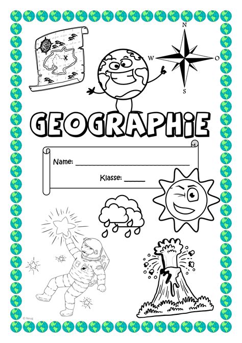 Geographie Deckblatt Heft Umschlag Titelblatt Erdkunde