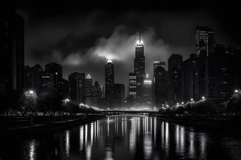 Premium AI Image | Create a blackandwhite image of the Chicago skyline