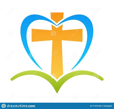 Cross With Bible And Heart Logo Icon Stock Illustration Illustration