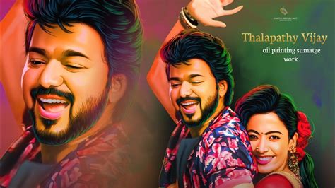 Thalapathy Vijay Digital Oil Painting Sumatge Work Tutorial Vinoth