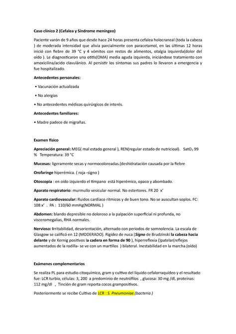 Caso clínico sesión 2 practica Caso clínico 2 Cefalea y Síndrome