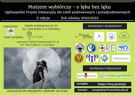 Nasz patronat Ogólnopolski projekt edukacyjny Mutyzm wybiórczy o