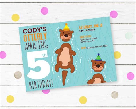 Otter Birthday Invitation Pool Party Invites First Birthday | Etsy