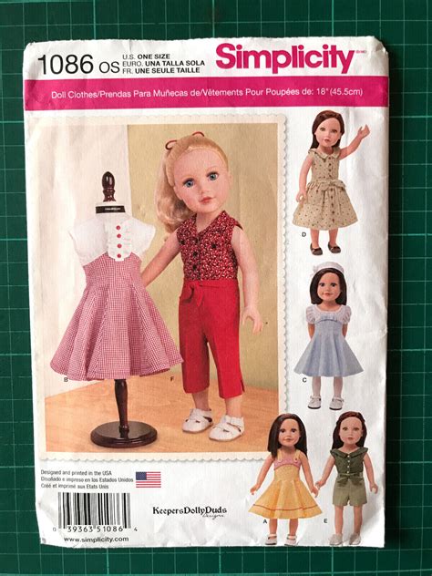 Simplicity Sewing Pattern 18 Inch Doll Clothes Dress Skirt Bodice Top