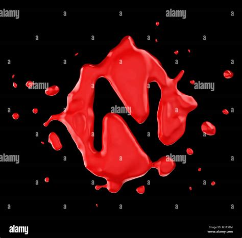 Red Blot N Letter Over Black Background Large Resolution Stock Photo