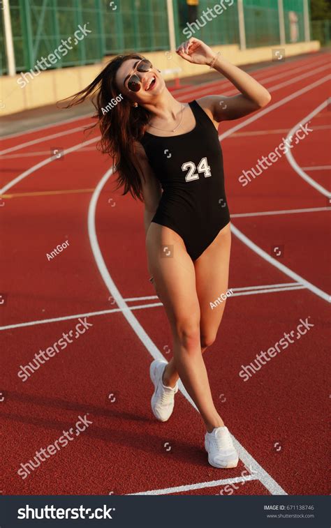 Sexy Hot Woman Swimsuit On Stadium ภาพสตอก Shutterstock