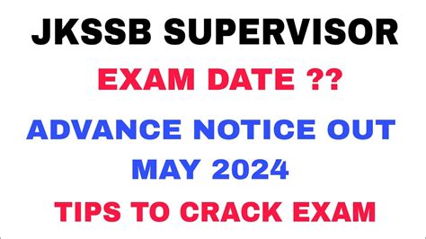 Jkssb Supervisor Exam Date Advance Notice Out May 2024 Tips To Crack Supervisor By Aafaq