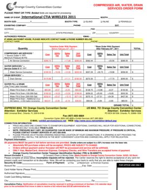 Fillable Online Daily Ctia If Using An Exhibit House Please Indicate