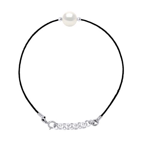 Bracelet LOVE LINK Perle D Eau Douce Ronde 9 10 Mm Blanche Lien Nylon