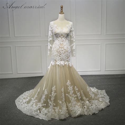 Angel Married Fashion Wedding Dress Long Sleeves Mermaid Wedding Gowns