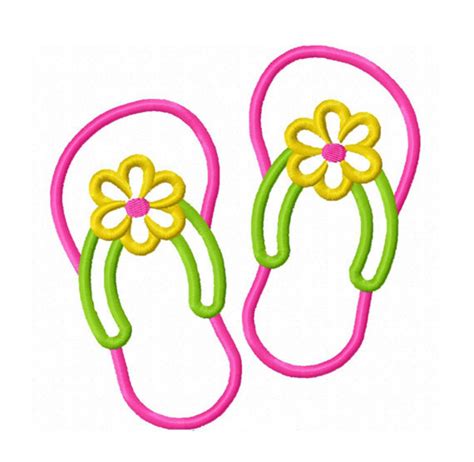 Flower Flip Flops Applique Machine Embroidery Design No0179 Etsy