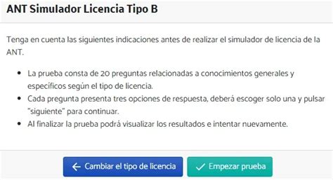 Simulador De Preguntas Ant Para Licencias Tipo B