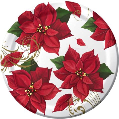 Poinsettia Breeze 9 Inch Plates Party At Lewis Elegant Party Supplies Plastic Dinnerware