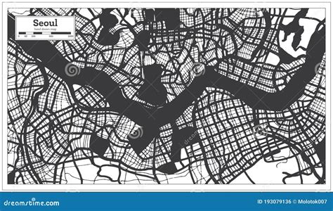 Mapa De La Ciudad De Corea Del Sur De Se L En Color Blanco Y Negro En