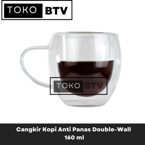 Jual Cangkir Kopi Anti Panas Double Wall Glass Round Ukuran 160ml