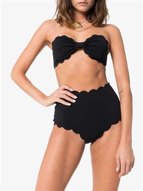 Marysia Antibes Scalloped Bandeau Bikini Top In Black Modesens