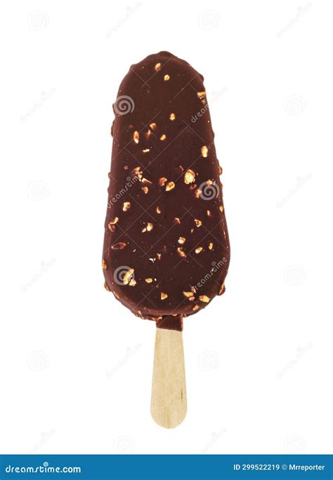 Chocolate Icecream Choc-ice on Stick Stock Image - Image of nuts, dark ...