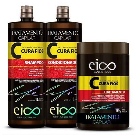 Kit Eico Cura Fios Shampoo Sem Sal E Condicionador Leave In L