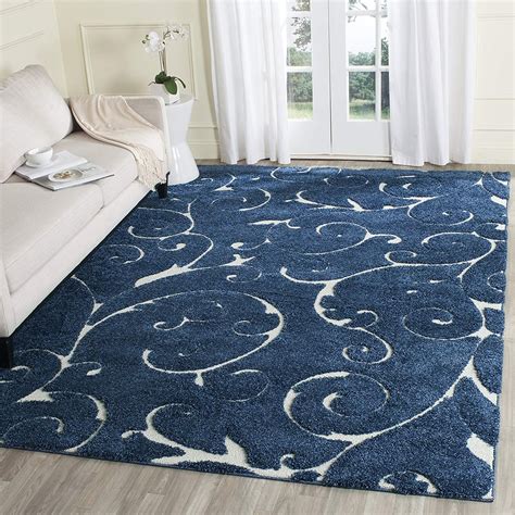 Safavieh Florida Shag Collection Sg Scrolling Vine Dark Blue