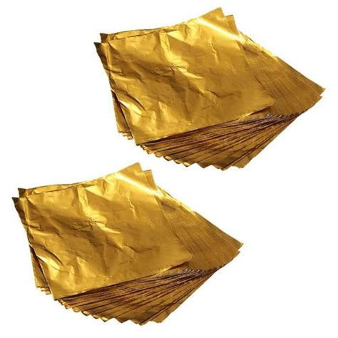 200Pcs Emballage De Papier D Aluminium Carre De Bonbons De Chocolat Or