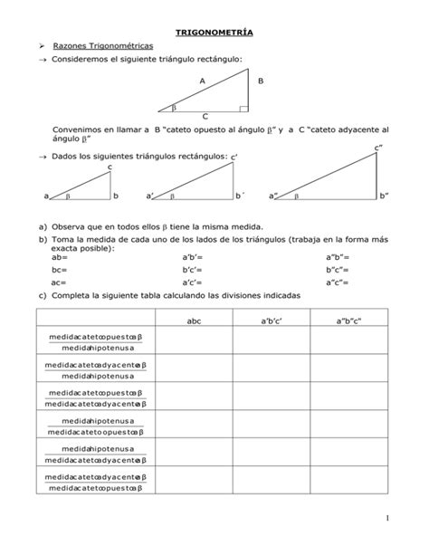 TrigonometrÍa Razones Trigonométricas Consideremos El Siguiente