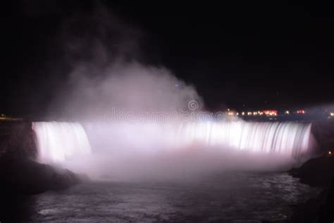 Niagara Falls at Night Horseshoe Falls Stock Photo - Image of canada ...