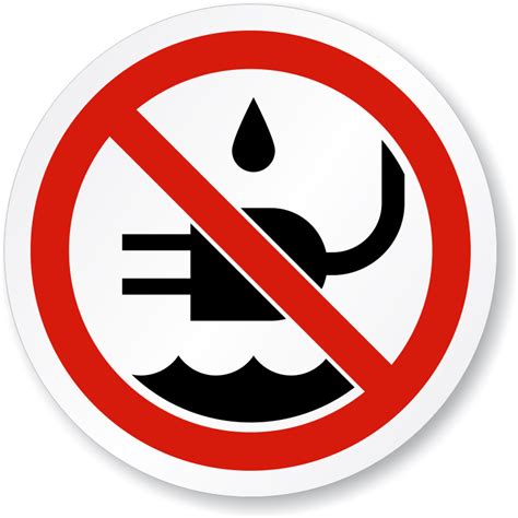 No Liquid Near Plug Symbol Iso Prohibition Sign Sku Is 1053