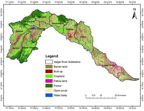 Landuse Landcover in Vaigai River Basin in the year 2001 | Download ...