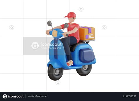 Delivery Man Riding Motorcycle With Delivery Box 3d Illustration