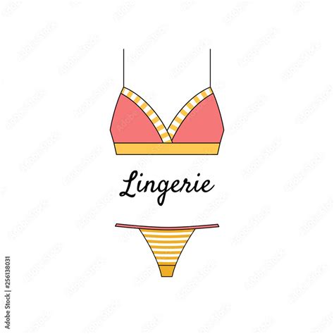 Elegant Red And Yellow Lingerie Set Icon In Flat Style Fashionable Bras And Thongs On White