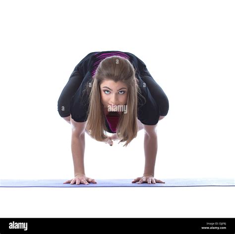 Sensual Brunette Posing In Difficult Yoga Pose Stock Photo Alamy