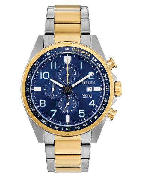 Citizen Chronograph Quartz Two Tone Stainless Steel Bracelet Watch 44mm