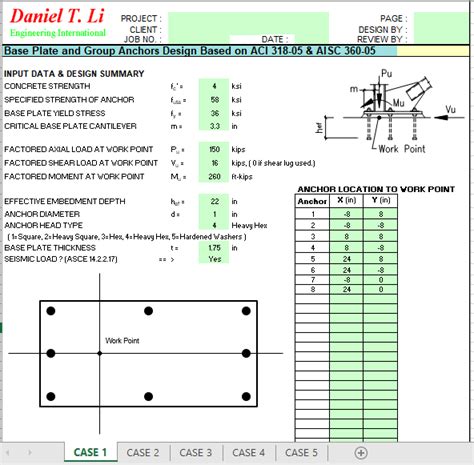 Base Plate And Group Anchors Design Based On Aci 318 05 And Aisc 360 05