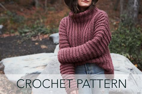 Crochet Pattern Oversized Fisherman S Rib Turtleneck Etsy