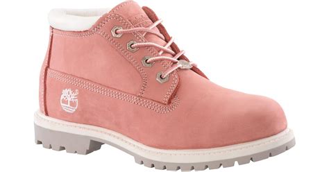 Timberland Leather Nellie Waterproof Chukka Boot In Pink Nubuck Leather