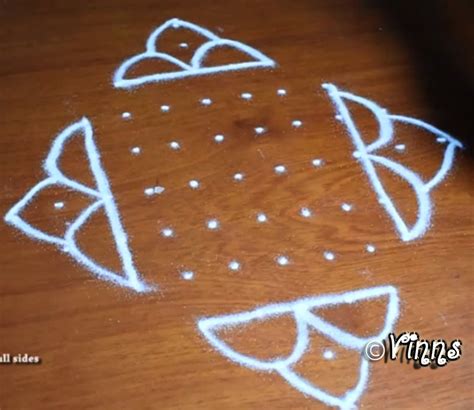 11 dots Simple Kolam || Mellika Muggulu || Simple design Rangoli | Vinns Kolam