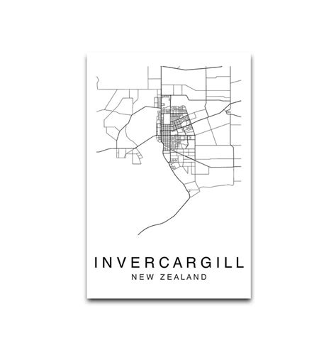 Invercargill Map Print Invercargill Map Poster Wall Art City | Etsy