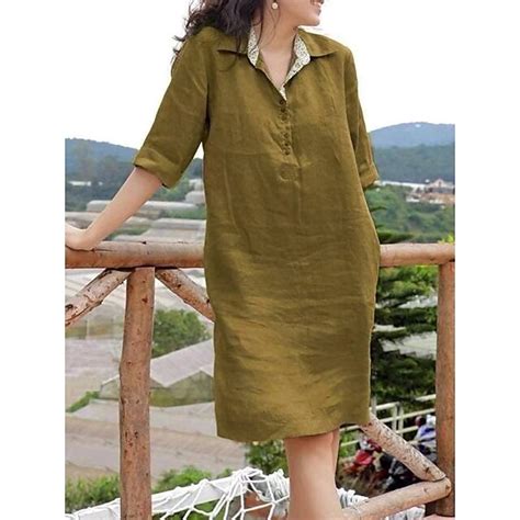 Mujer Vestimenta Casual Plano Vestido De Cambio Vestido Suelto Cuello