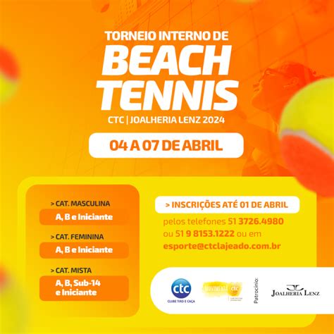 Inscrições Abertas para o Torneio Interno de Beach Tennis 2024 Clube