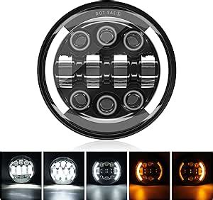 MONDEVIEW LED Moto Óptica Completo LED Cromado Faro Redondo 5 3 4 LED