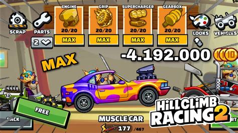 MAXED MUSCLE CAR NEW CAR Hill Climb Racing 2 Hcr2 YouTube