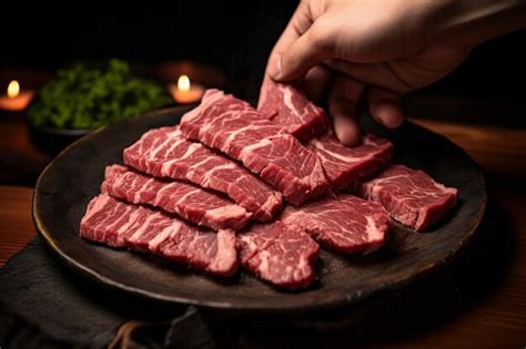 Premium Ai Image Man Holding Medium Rare Slice Wagyu A Beef Out From Hot Pot Shabu Shoyu Soup