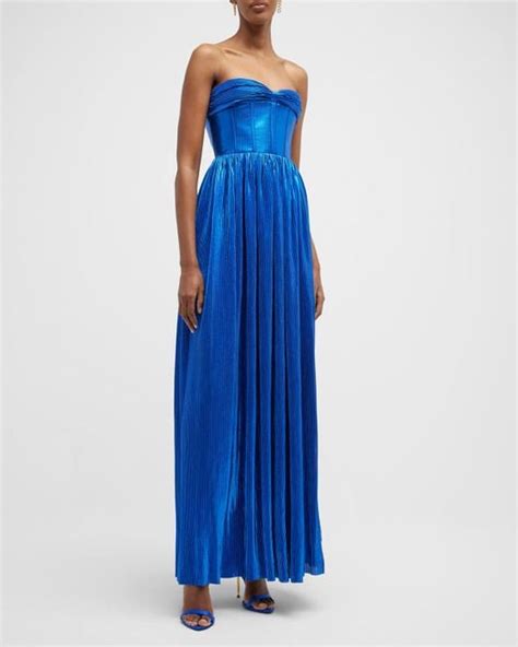 Bronx And Banco Florence Plisse Corset Gown In Blue Lyst