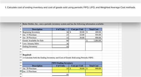 Answered 1 Calculate Cost Of Ending Inventory Bartleby